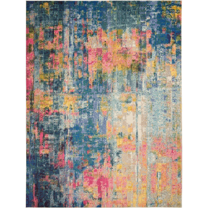 Ivy Bronx Velva Performance Blue/Yellow/Pink Rug & Reviews Wayfair